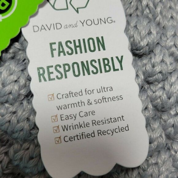 D&Y Beanie Hat Messy Bun Ponytail Beanie Cap Soft Stretch Knit Gray Repreve NWT - Picture 6 of 11